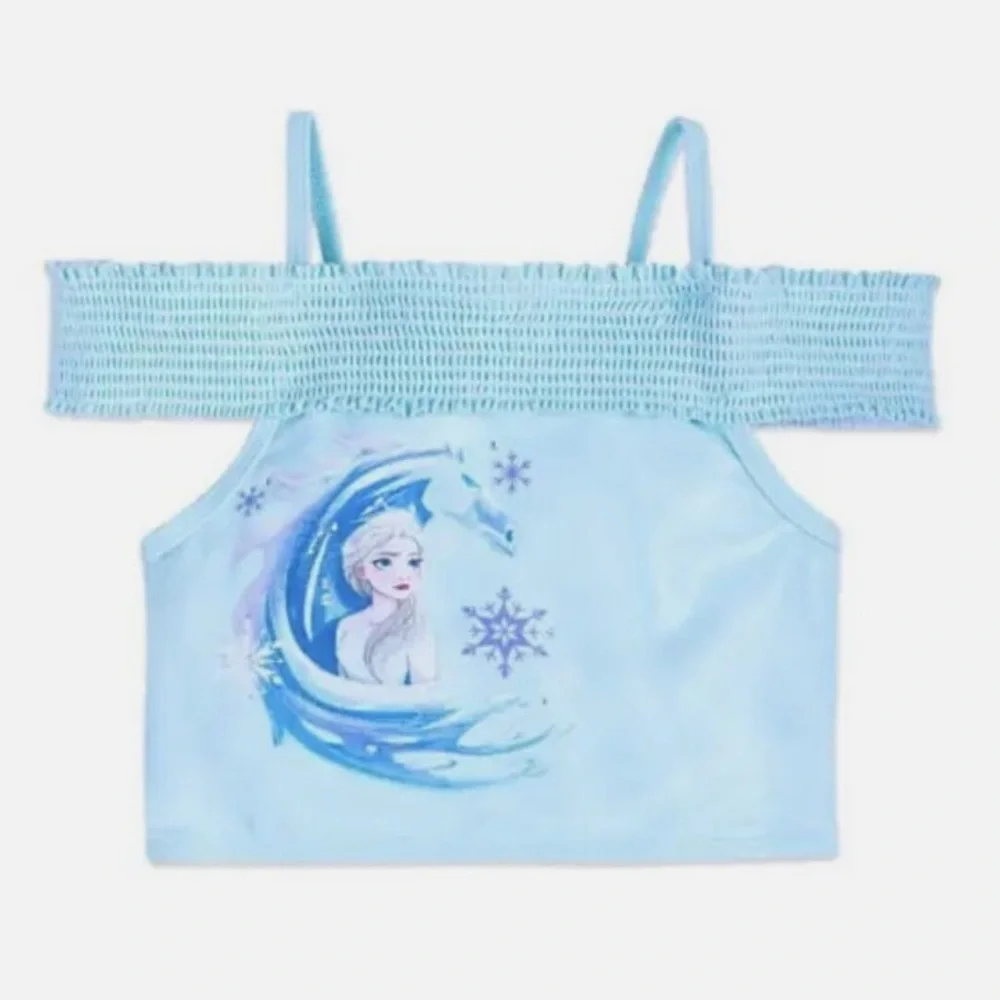 Disney Frozen Elsa Girls 2 Piece Swimsuit Tankini Blue Size 5/6